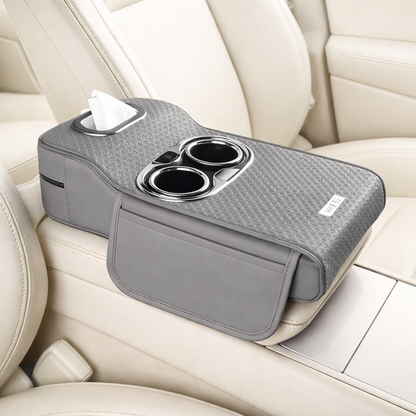 Car Armrest Heightening Pad with Cup Holder & Tissue Box