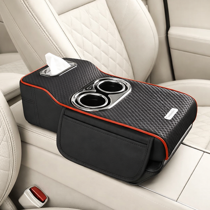 Car Armrest Heightening Pad with Cup Holder & Tissue Box