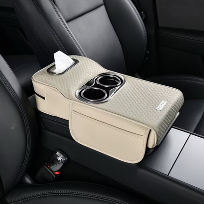 Car Armrest Heightening Pad with Cup Holder & Tissue Box