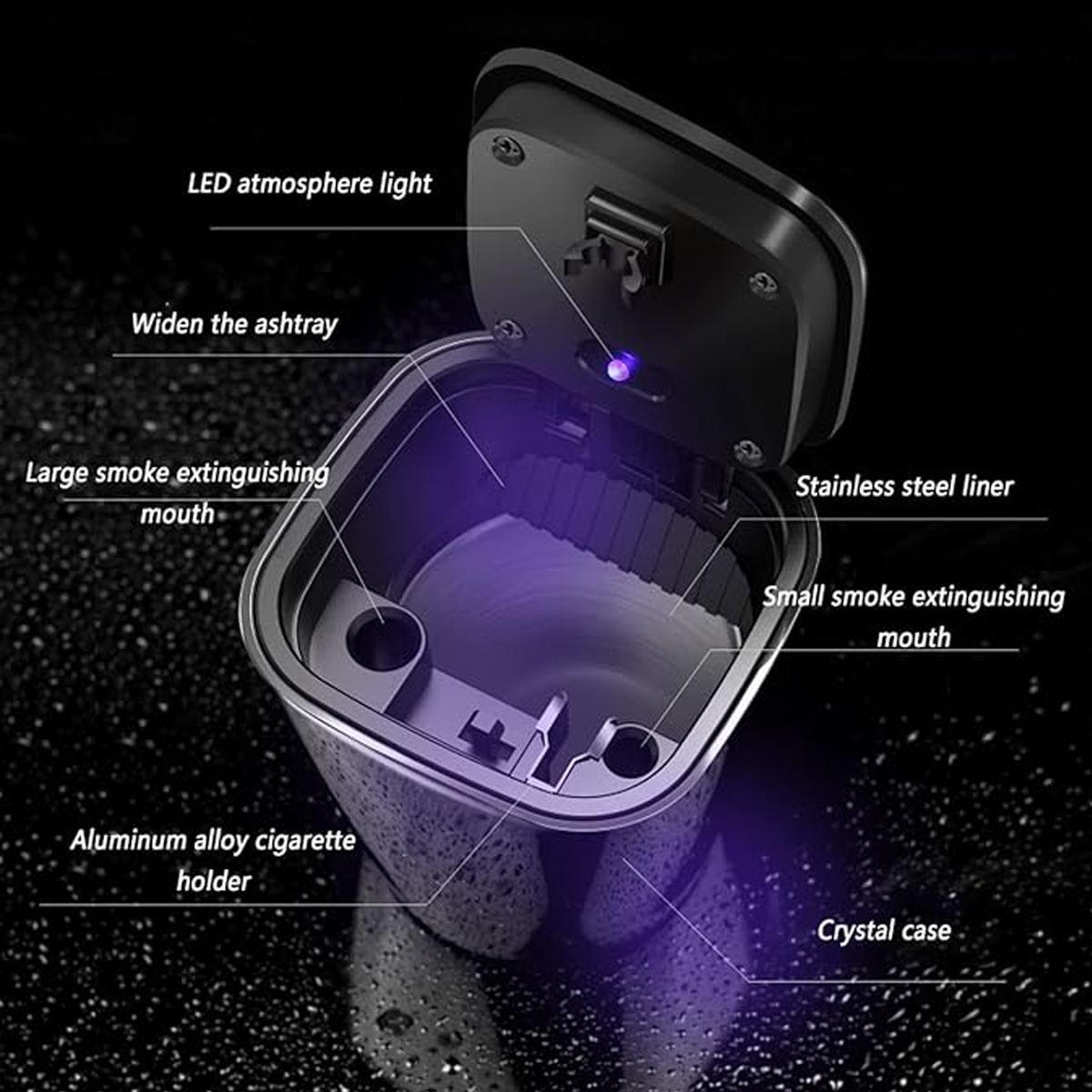 Smokeless Car Ashtray with LED Light