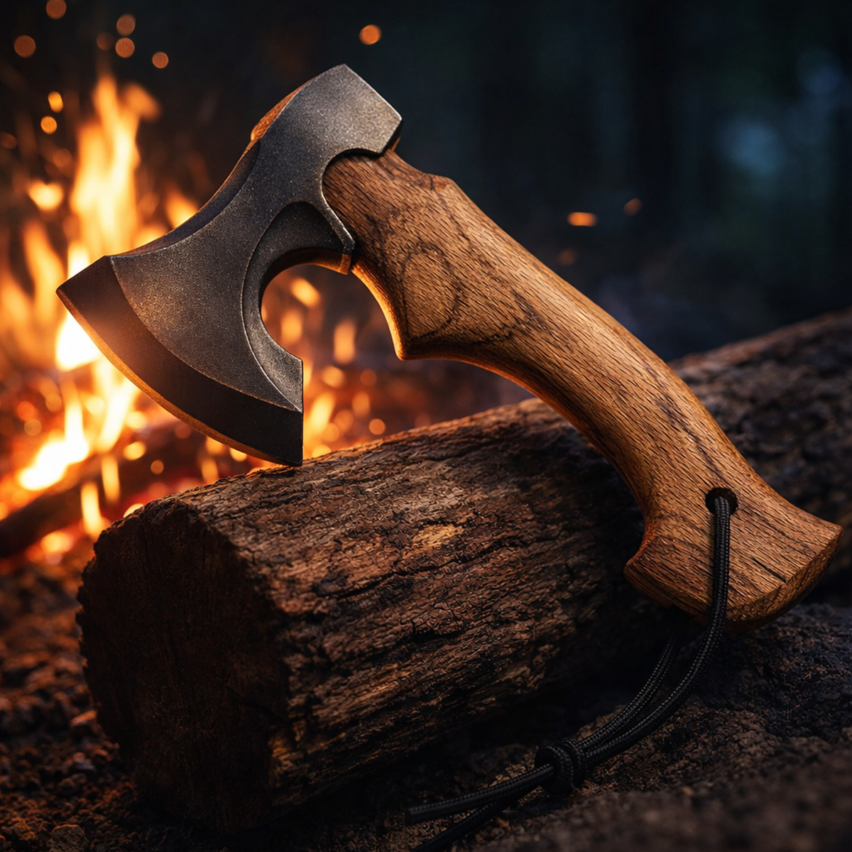 Compact Hand Axe with Wooden Handle