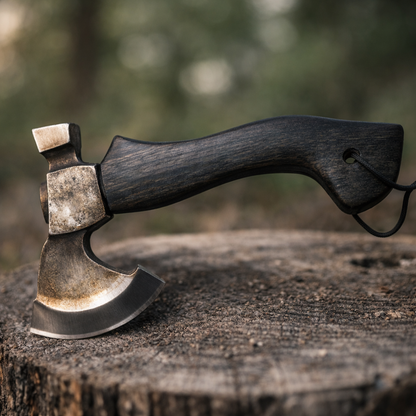 Compact Hand Axe with Wooden Handle