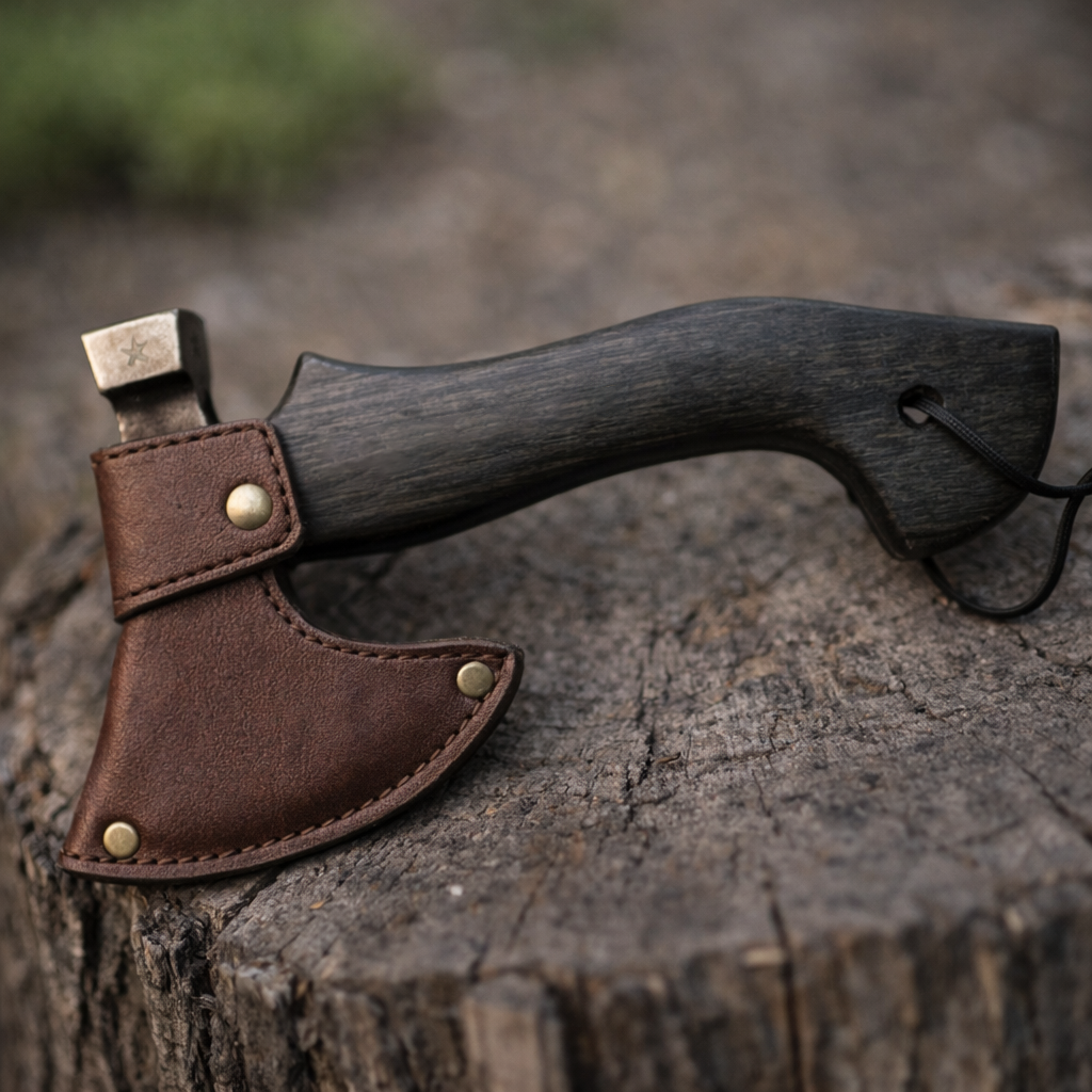 Compact Hand Axe with Wooden Handle
