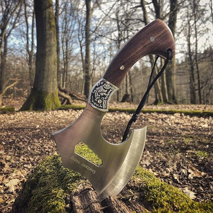 Compact Hand Axe with Wooden Handle