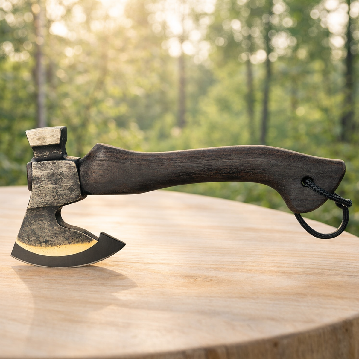 Compact Hand Axe with Wooden Handle