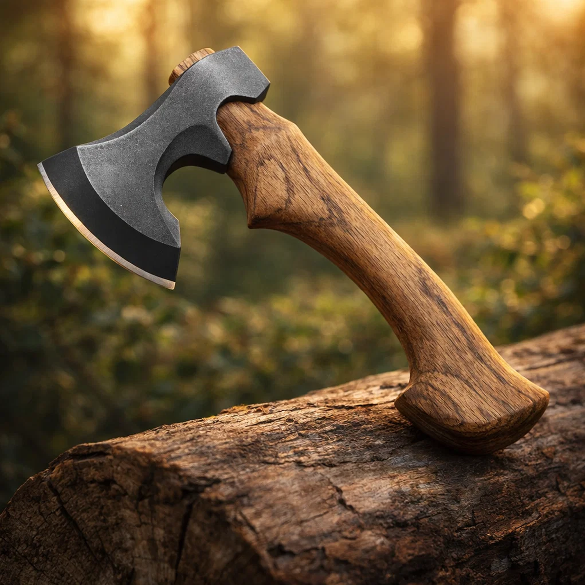 Compact Hand Axe with Wooden Handle
