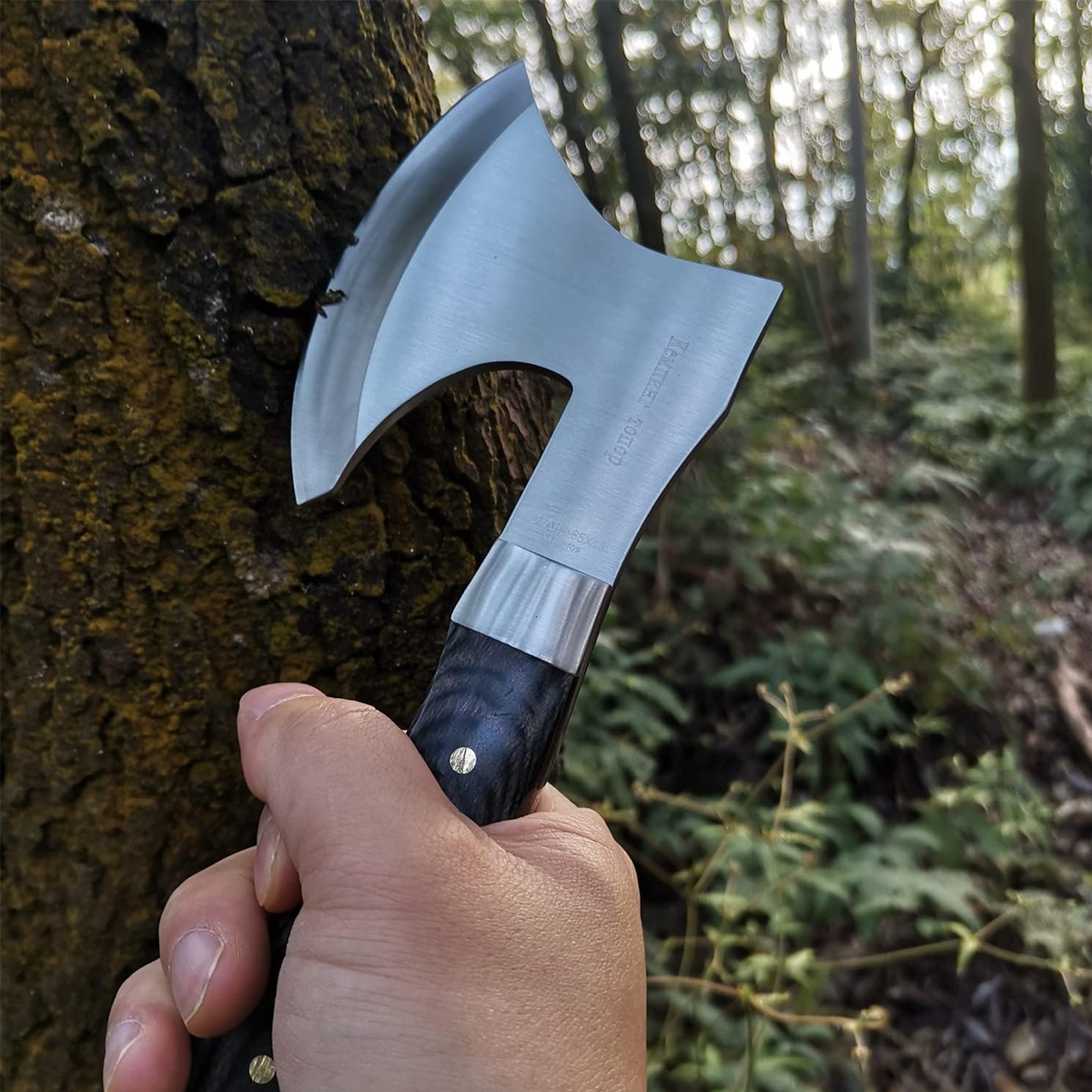 Compact Hand Axe with Wooden Handle