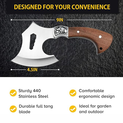 Compact Hand Axe with Wooden Handle