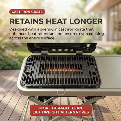 Premium Portable BBQ Gas Grill with Foldable Stand & Wheels