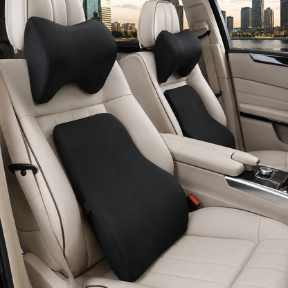 Car Neckrest & Lumbar Support Cushion Combo