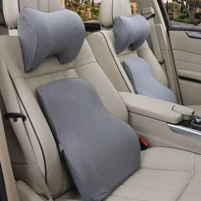 Car Neckrest & Lumbar Support Cushion Combo