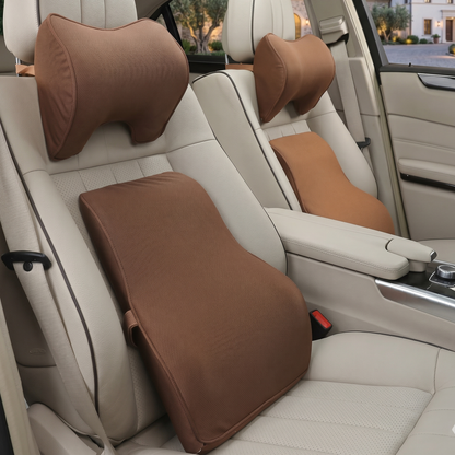 Car Neckrest & Lumbar Support Cushion Combo
