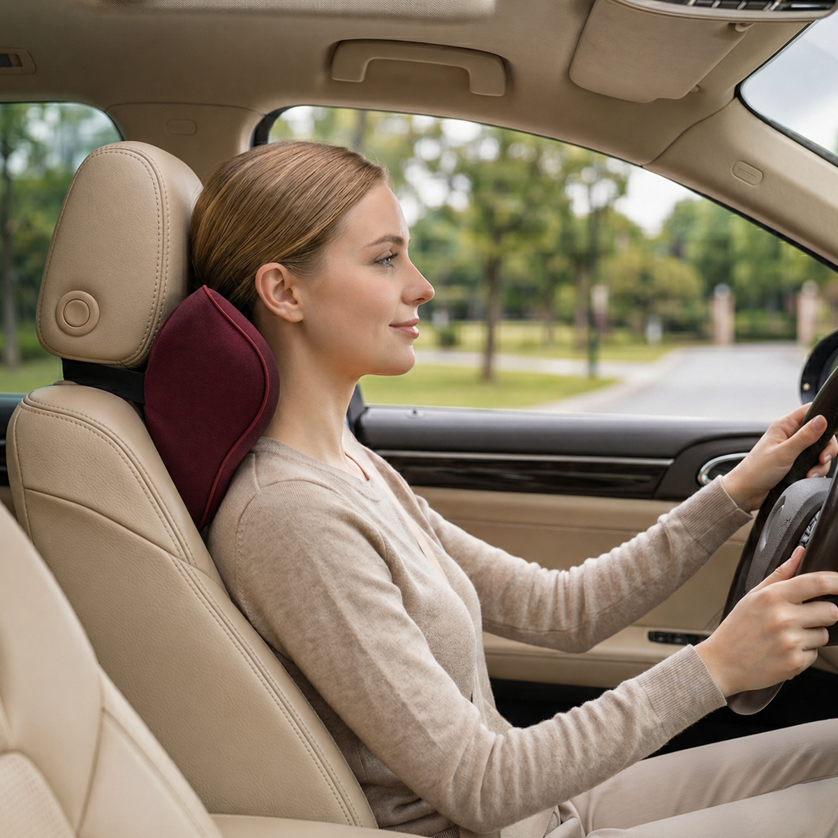 Car Neckrest & Lumbar Support Cushion Combo