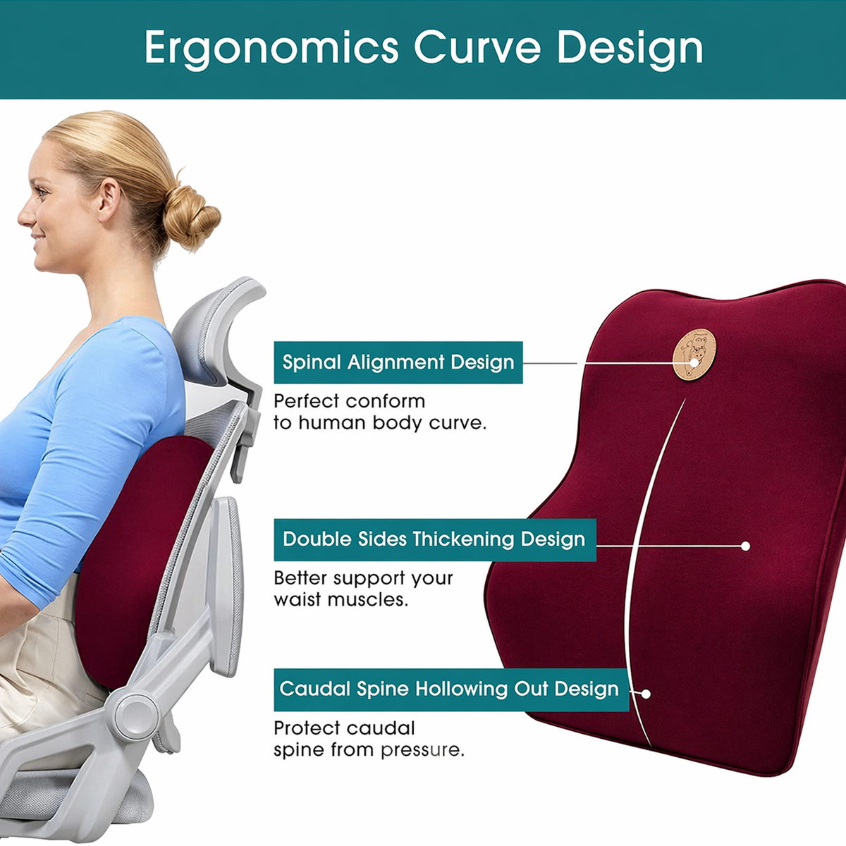 Car Neckrest & Lumbar Support Cushion Combo