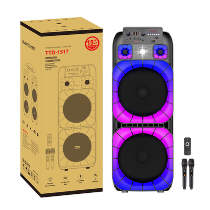 Portable Bluetooth Speaker with Wireless Microphone & Remote