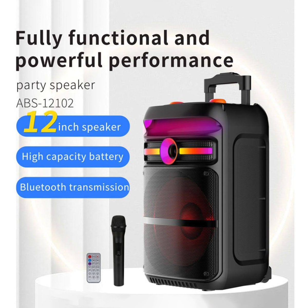 Portable Bluetooth Speaker with Wireless Microphone & Remote