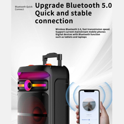Portable Bluetooth Speaker with Wireless Microphone & Remote