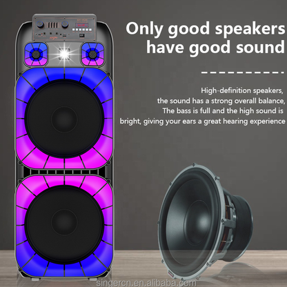 Portable Bluetooth Speaker with Wireless Microphone & Remote