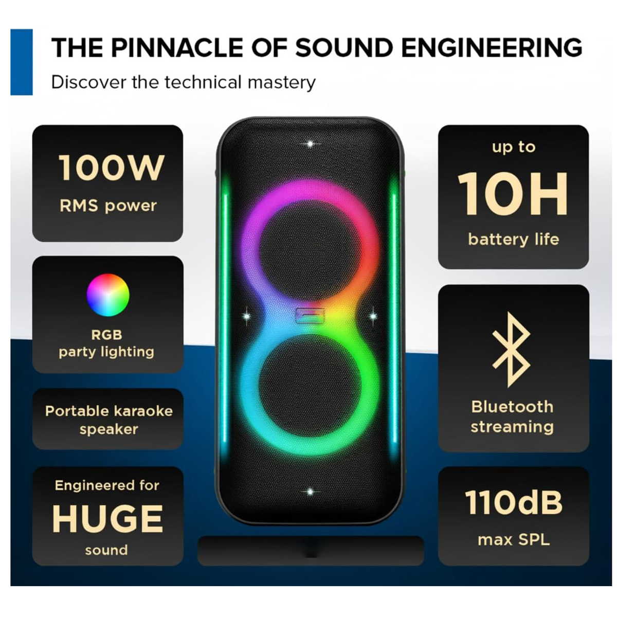 Portable Bluetooth Speaker with Wireless Microphone & Remote