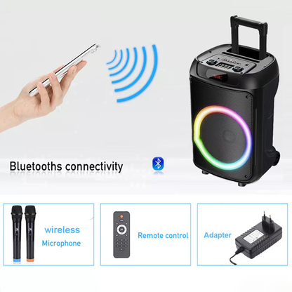 Portable Bluetooth Speaker with Wireless Microphone & Remote