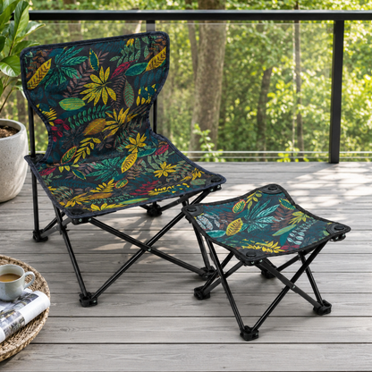 Folding Camping Chair(39x39cm) with Footrest (28x28cm)