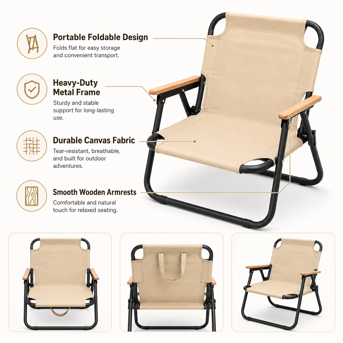 Wooden Portable Folding Camping Chair