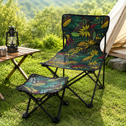 Folding Camping Chair(39x39cm) with Footrest (28x28cm)