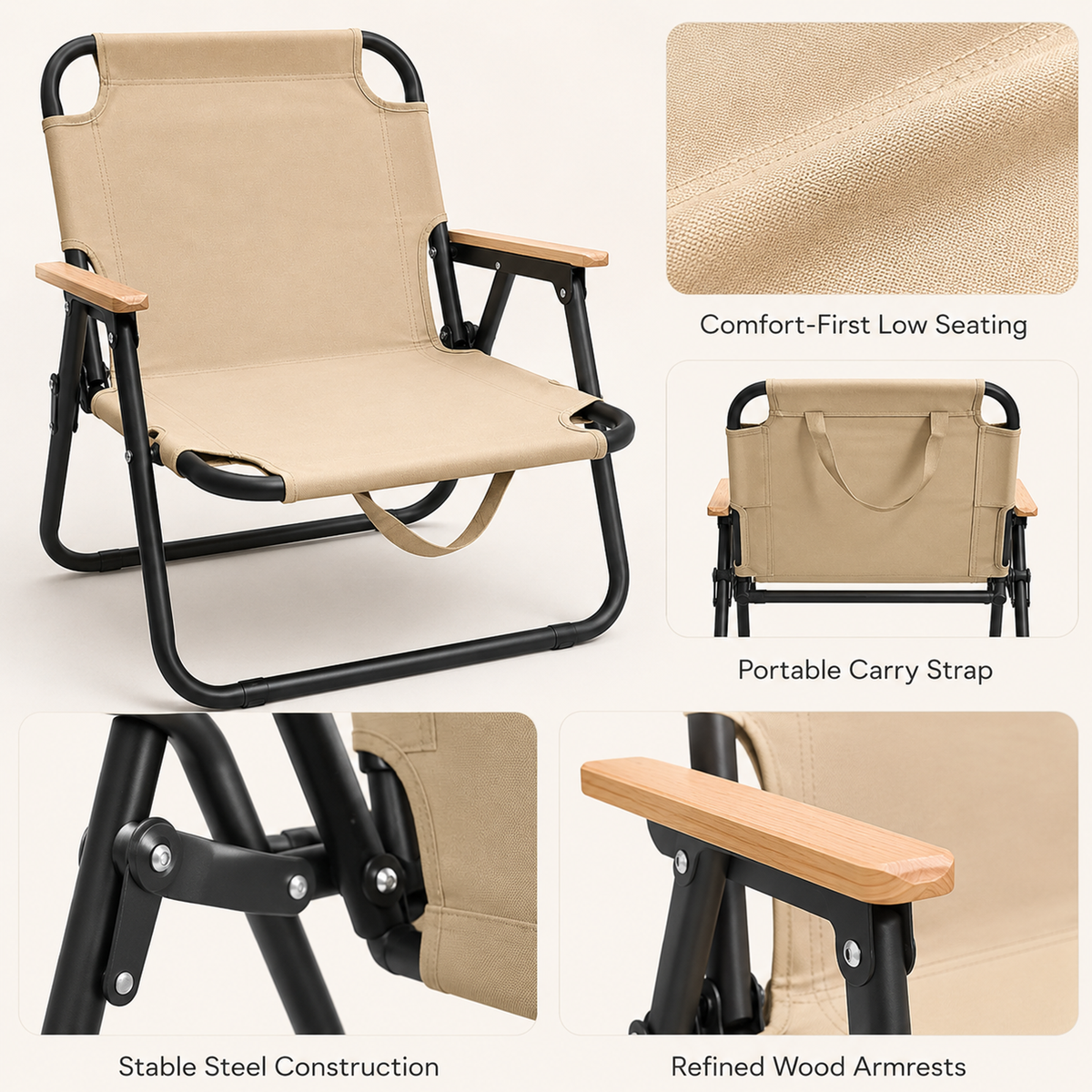 Wooden Portable Folding Camping Chair