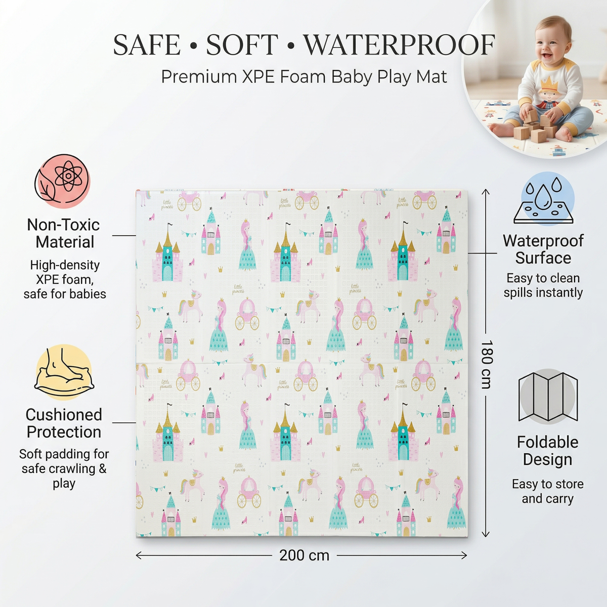 180*200cm Folding Baby Play Floor Mat