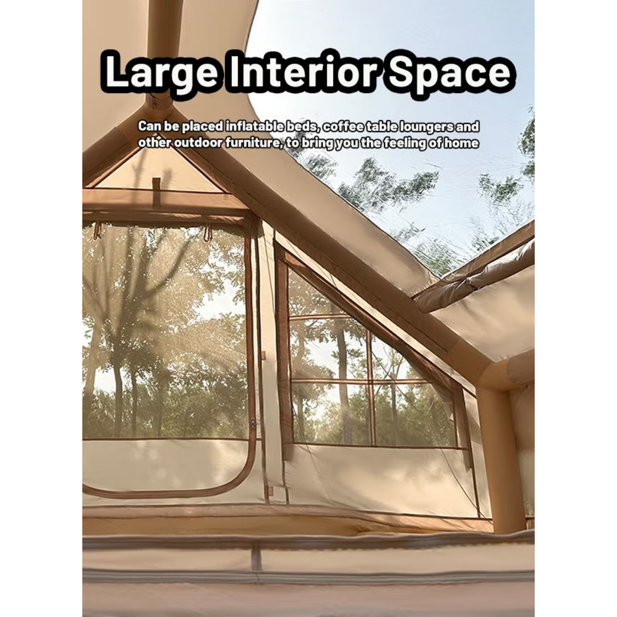 6.3m² Inflatable Camping Tent for 6–7 People, 210D Oxford Fabric Air Tent