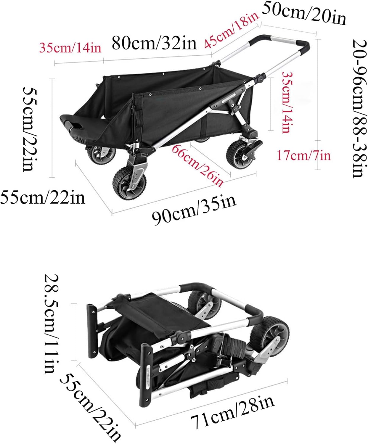 Collapsible Folding Wagon, Folding Trolley Cart