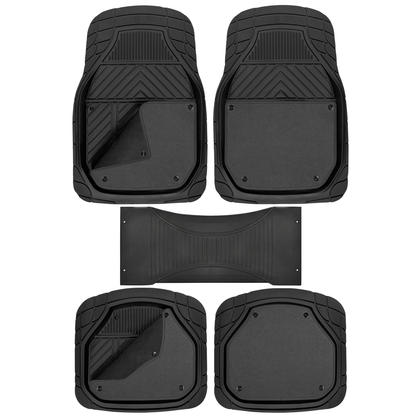 Premium Car Floor Rubber with Carpet Mat, 74 * 50cm 5 Pcs Set