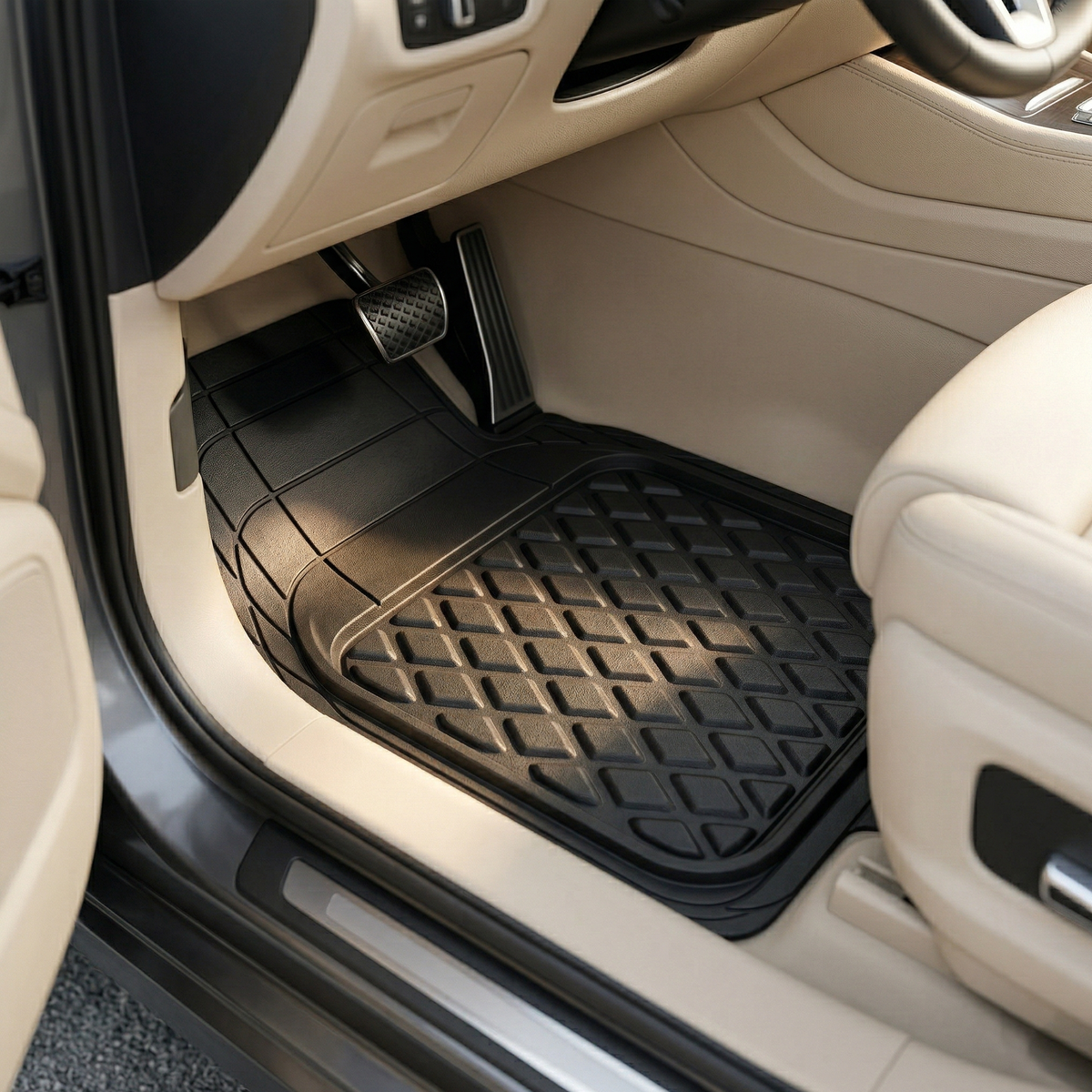 Premium Rubber Car Foot Mats, 73 * 50cm 3 Pcs Set