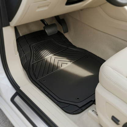 Premium Car Floor Rubber with Carpet Mat, 74 * 50cm 5 Pcs Set