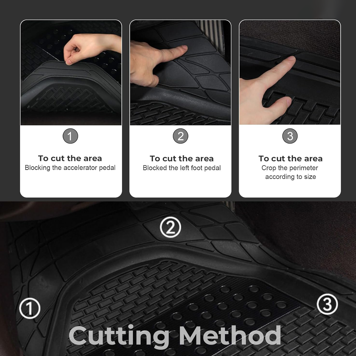 Premium Rubber Car Foot Mats, 71 * 50.5cm 5 Pcs Set