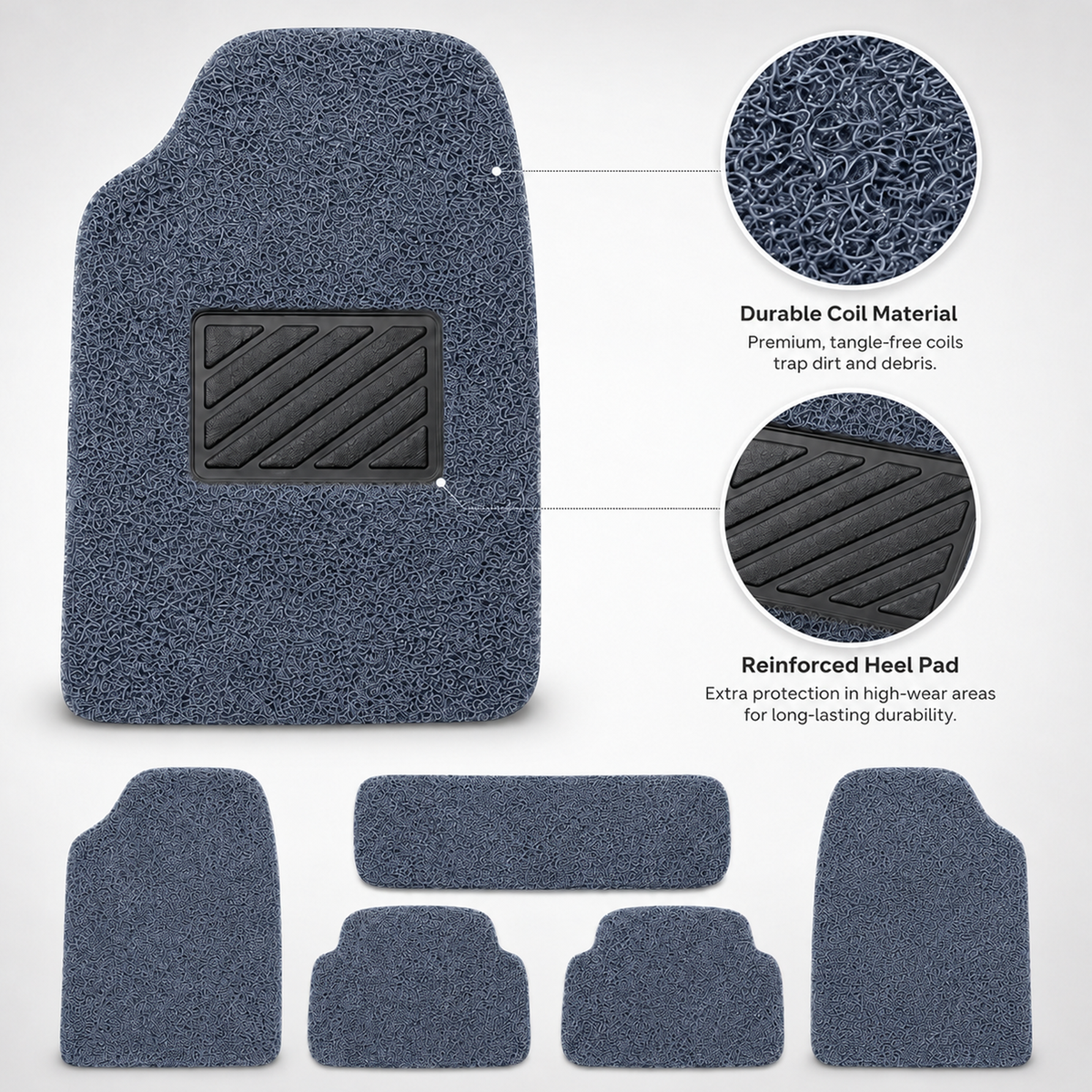 Car Noodle Grass PVC Mats, 5 Pcs