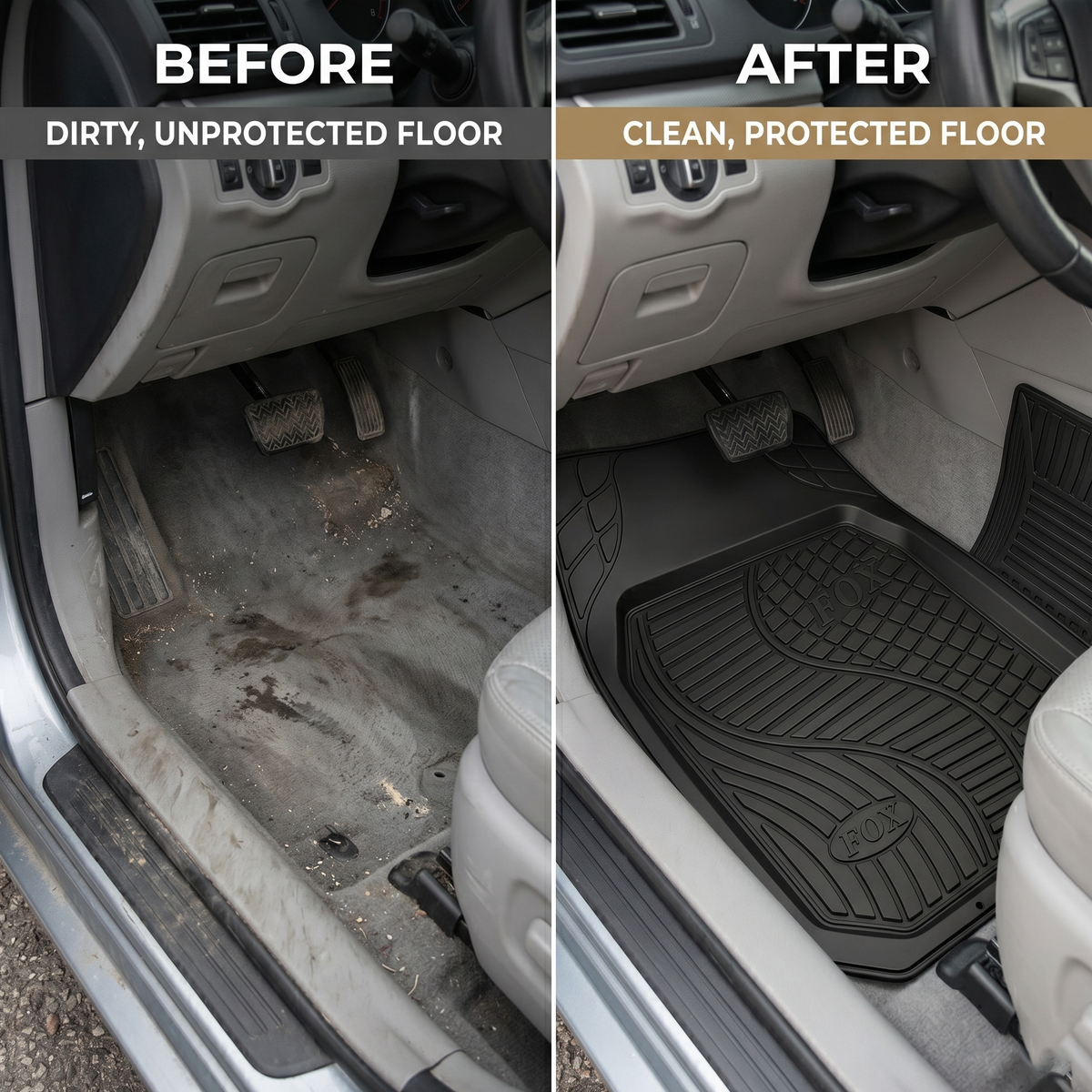 Rubber Car Foot Mats, 70 * 50cm 5 Pcs Set