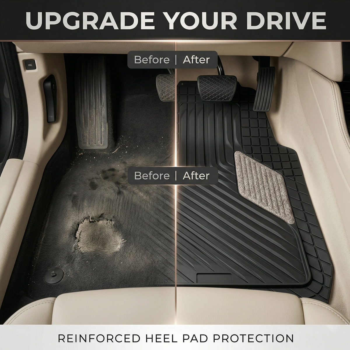 Premium Rubber Car Foot Mats, 74 * 49cm 5 Pcs Set