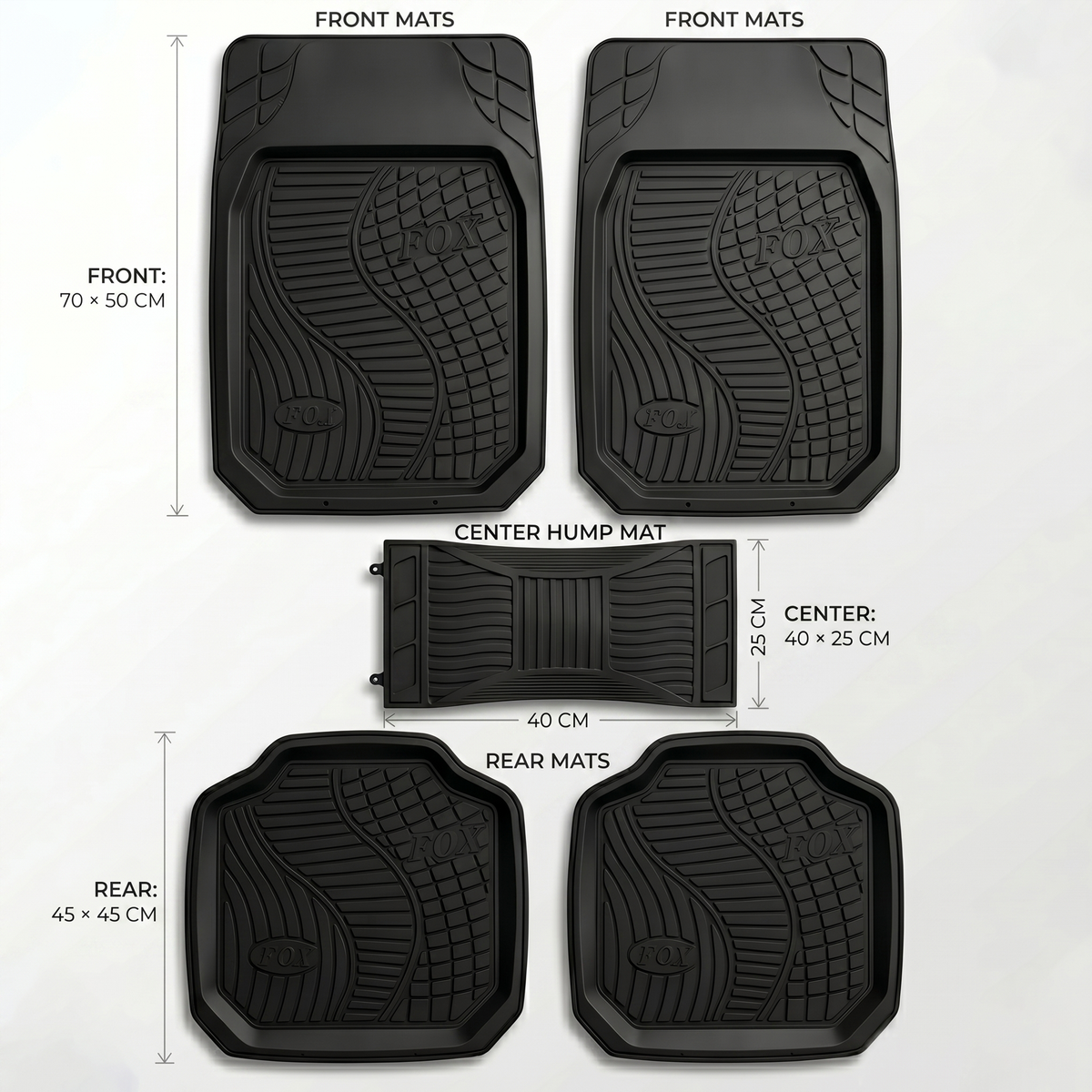 Rubber Car Foot Mats, 70 * 50cm 5 Pcs Set