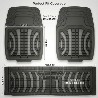 Premium Rubber Car Foot Mats, 72 * 50cm 3 Pcs Set