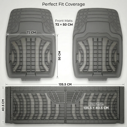 Premium Rubber Car Foot Mats, 72 * 50cm 3 Pcs Set
