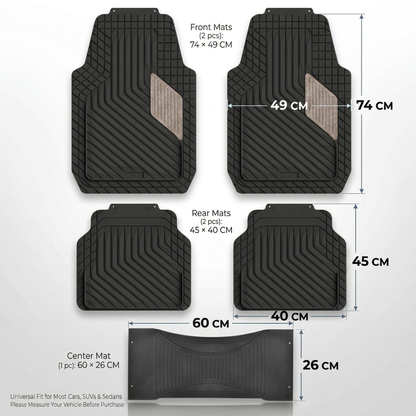 Premium Rubber Car Foot Mats, 74 * 49cm 5 Pcs Set