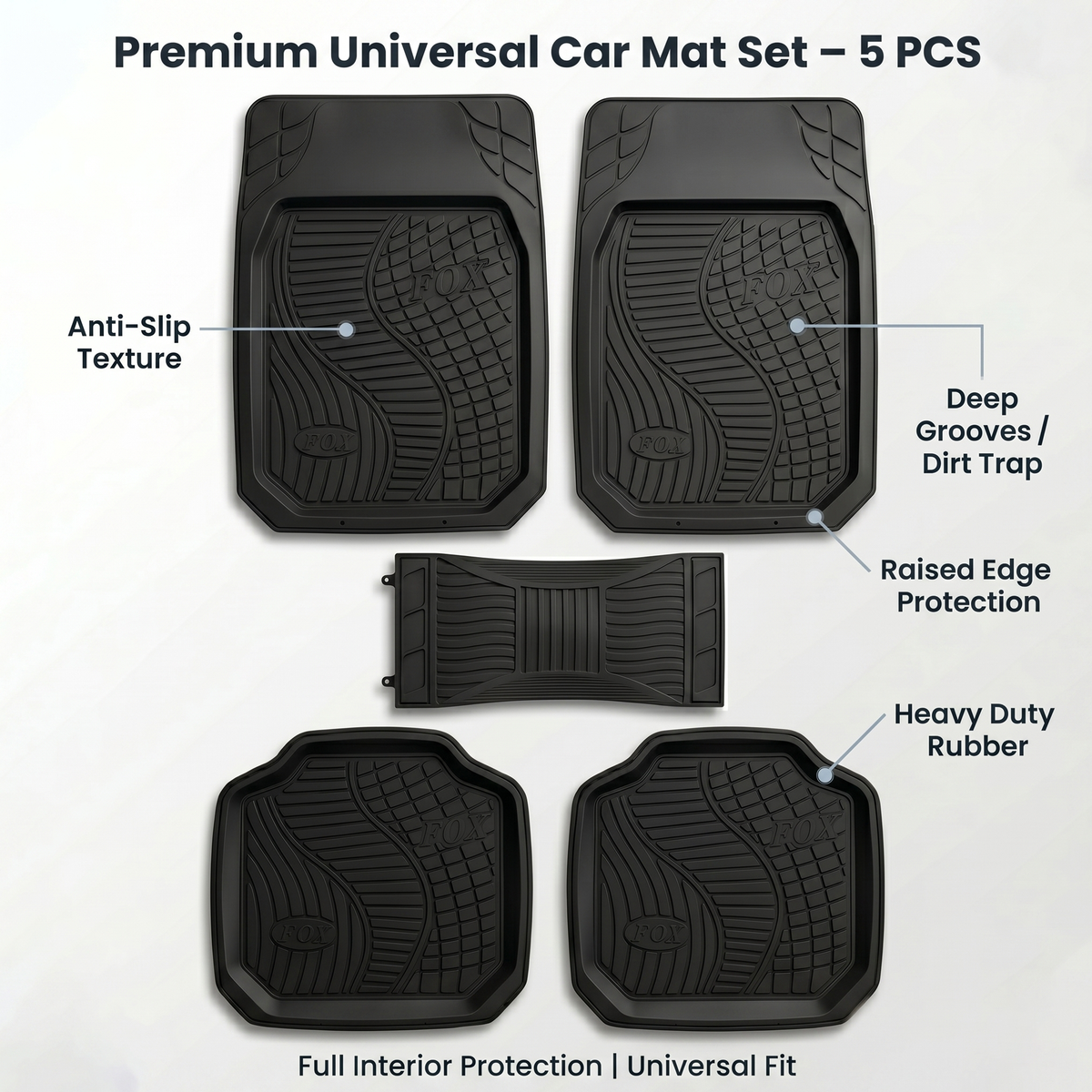 Rubber Car Foot Mats, 70 * 50cm 5 Pcs Set