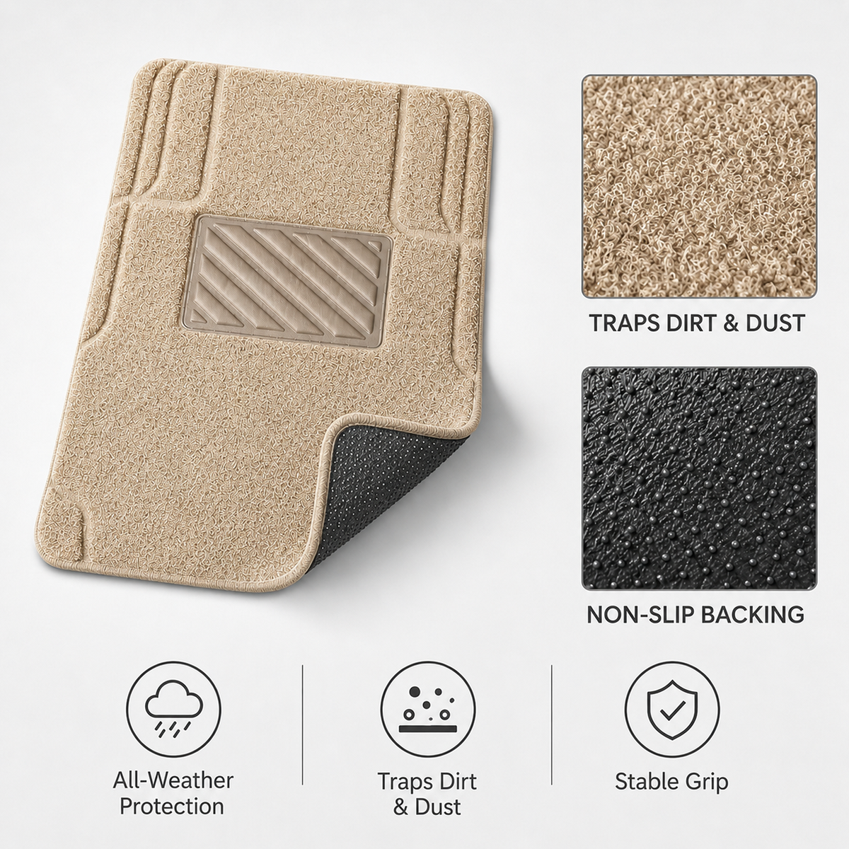 Car Premium Noodle Grass PVC Mats, 5 Pcs