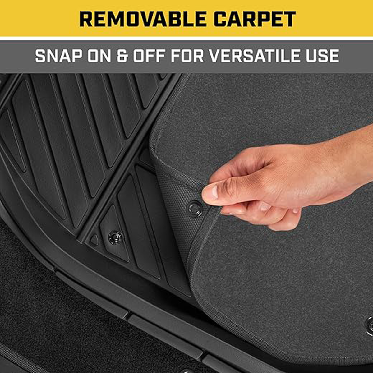 Premium Car Floor Rubber with Carpet Mat, 74 * 50cm 5 Pcs Set