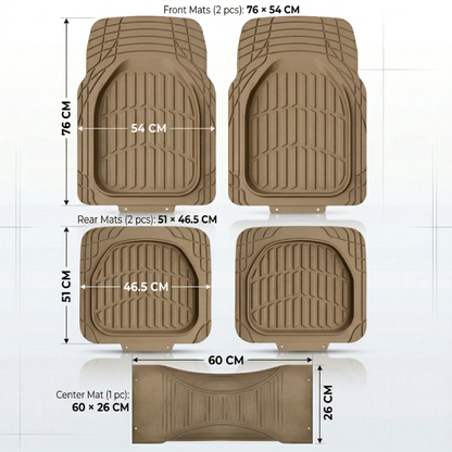Premium Rubber Car Foot Mats, 76 * 54cm 5 Pcs Set