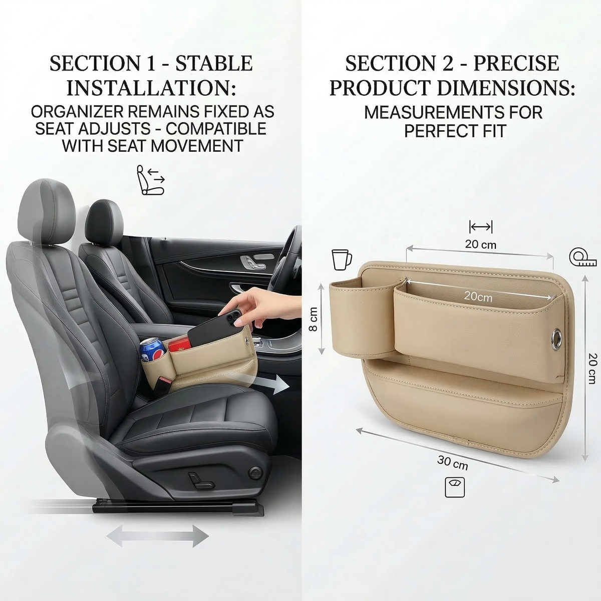 Car Seat Side Storage Organizer with Cup Holder