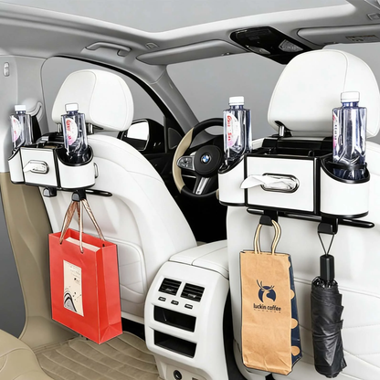 Car Back Seat Organizer with Cup Holders & Tissue Box
