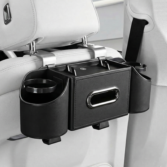 Car Back Seat Organizer with Cup Holders & Tissue Box