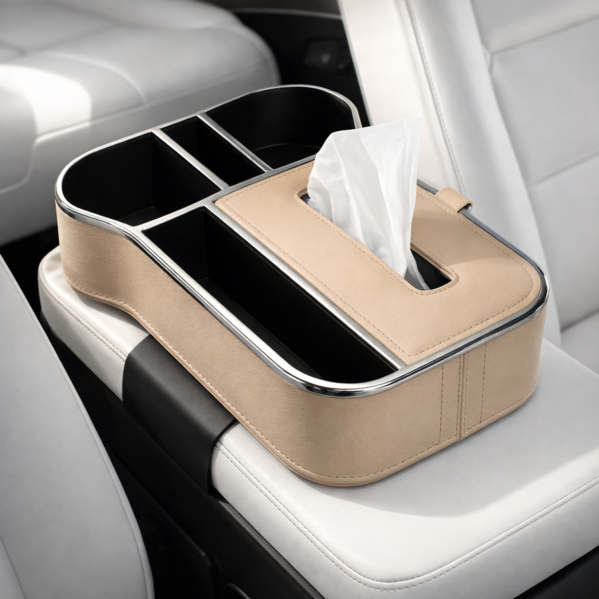 Car Armrest Storage Box with Cup Holder